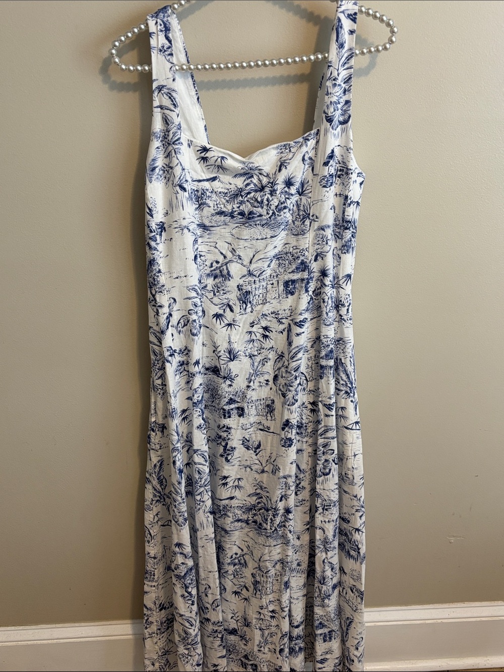 Joie Blue and White Printed Midi Dress size 12
